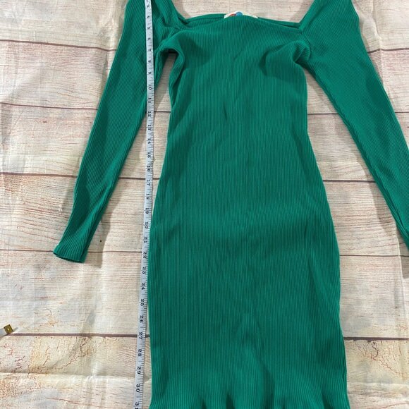 Free People Beach Women's green Long sleeve Ribbed Body Con Dress - Large - Picture 4 of 12